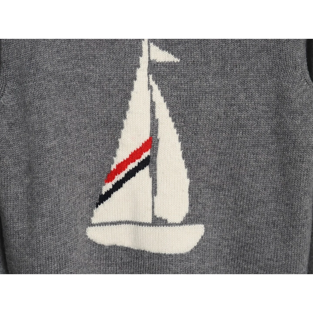 Thom Browne Sailboat Australian Wool Hooded Jacket TSK1,Thom Browne Jacket,Jacket,APPAREL