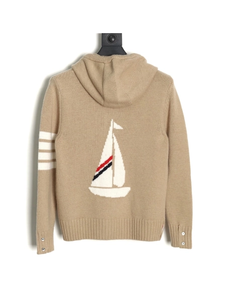 Thom Browne Sailboat Australian Wool Hooded Jacket,Thom Browne Jacket,Jacket,APPAREL