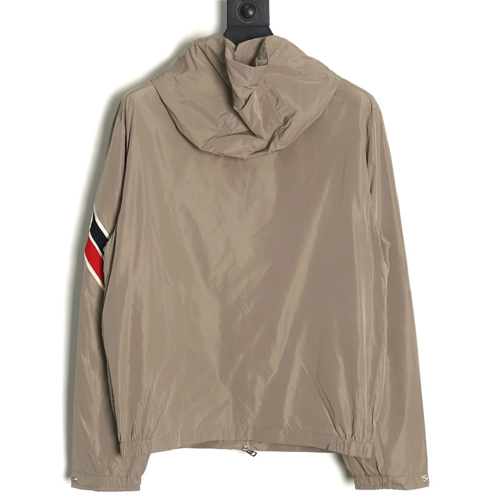Moncler Tricolor Trim Sleeve Striped Hooded Jacket,Moncler Jacket,Jacket,APPAREL