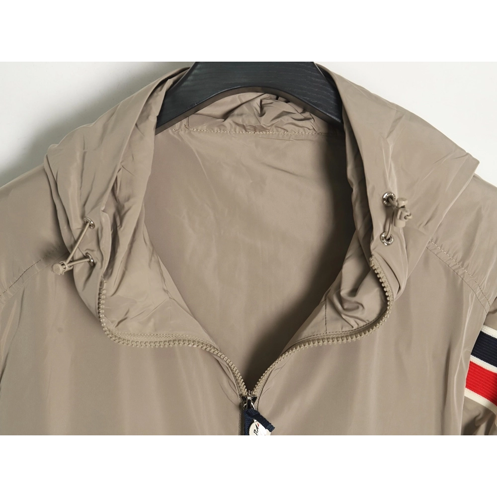 Moncler Tricolor Trim Sleeve Striped Hooded Jacket,Moncler Jacket,Jacket,APPAREL