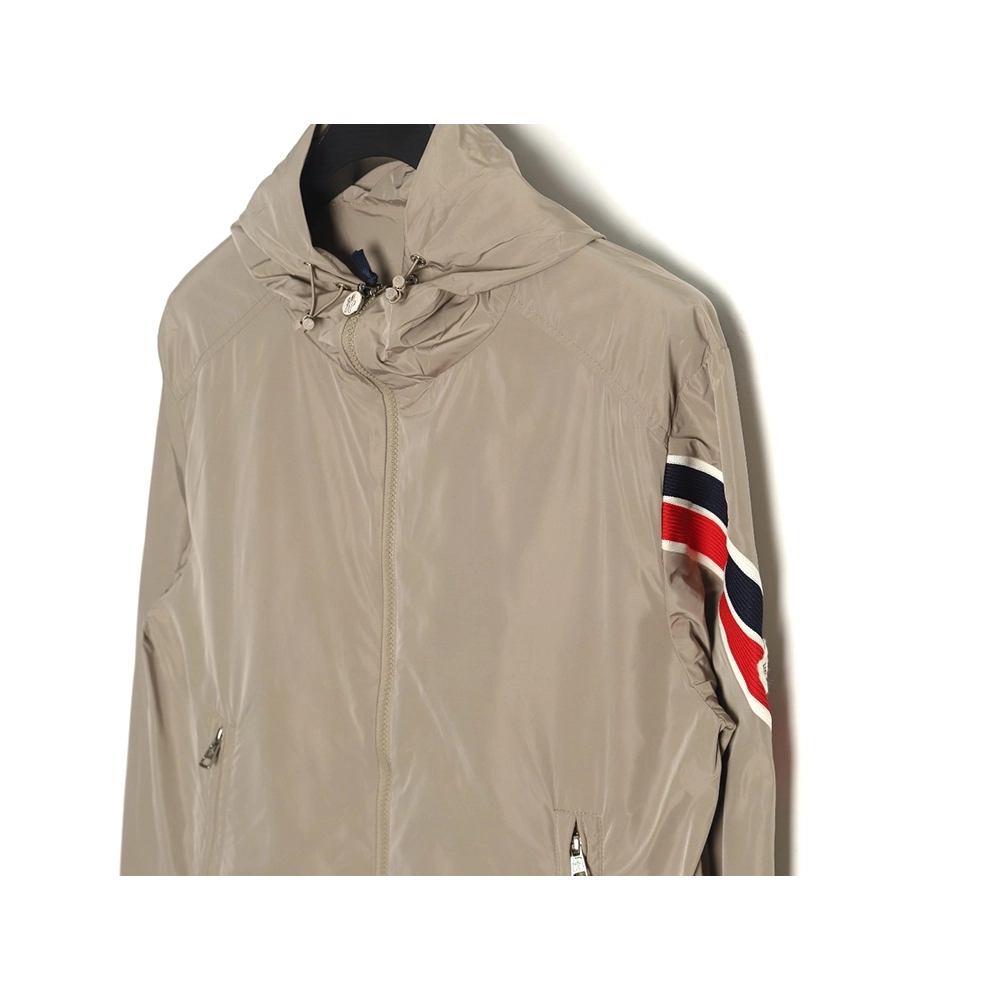 Moncler Tricolor Trim Sleeve Striped Hooded Jacket,Moncler Jacket,Jacket,APPAREL