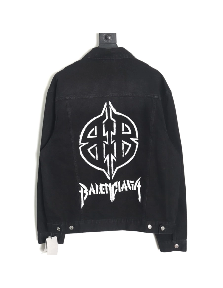 Balenciaga Double BB print denim jacket on back,Balenciaga Jacket,Jacket,APPAREL