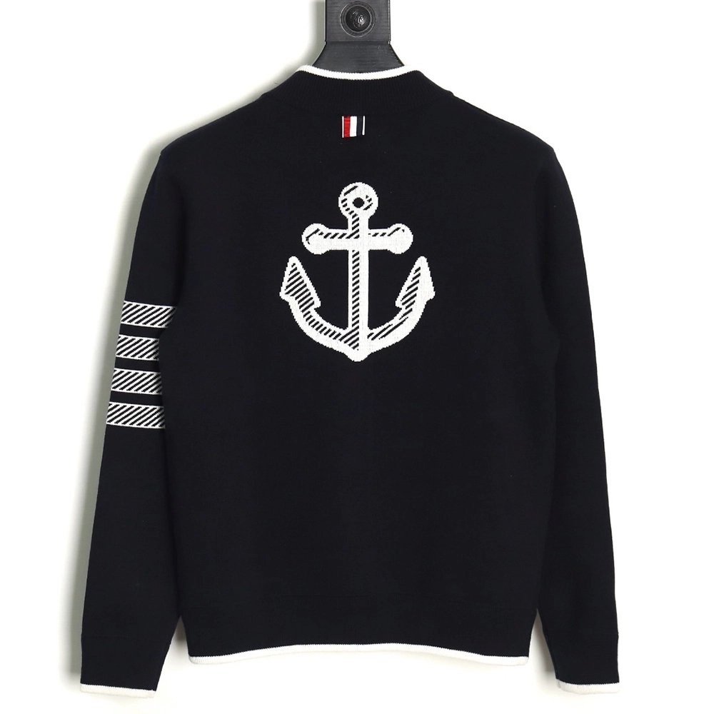 Thom Browne Anchor Baseball Jacket TSK1,Thom Browne Jacket,Jacket,APPAREL