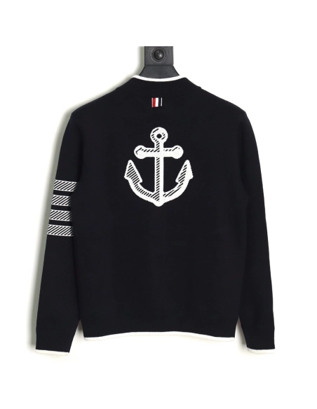 Thom Browne Anchor Baseball Jacket TSK1,Thom Browne Jacket,Jacket,APPAREL