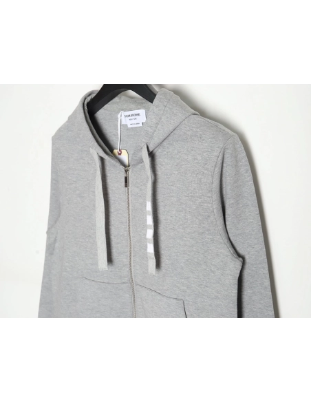 Thom Browne yarndyed drawstring zipper jacket TSK2,Thom Browne Jacket,Jacket,APPAREL