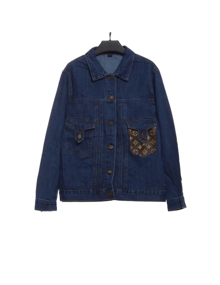 LV Presbyopic Canvas Pocket Denim Jacket,Louis Vuitton Jacket,Jacket,APPAREL