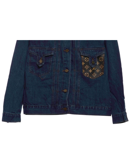 LV Presbyopic Canvas Pocket Denim Jacket,Louis Vuitton Jacket,Jacket,APPAREL