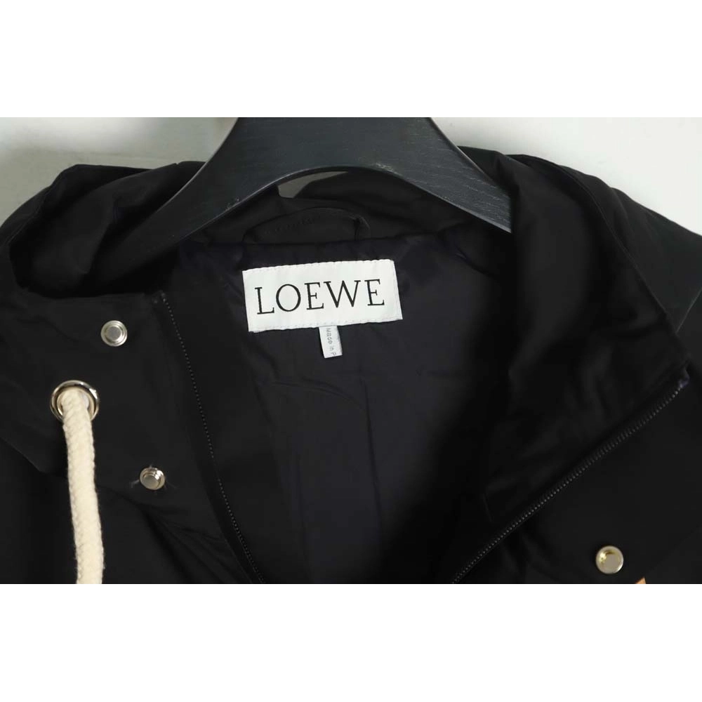 Loewe 22Fw leather label hooded midlength down jacket_CM_1,Loewe Jacket,Jacket,APPAREL