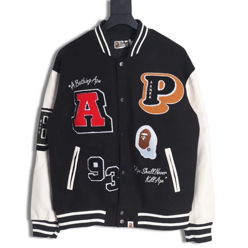 BAPE element pattern terry embroidered baseball jacket,Bape Jacket,Jacket,APPAREL