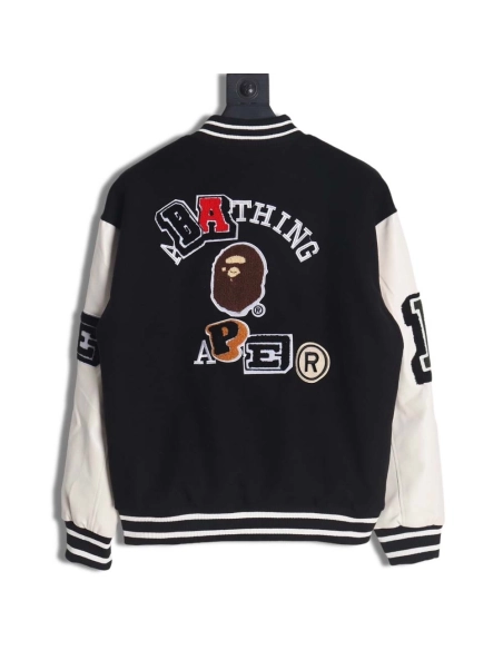 BAPE element pattern terry embroidered baseball jacket,Bape Jacket,Jacket,APPAREL