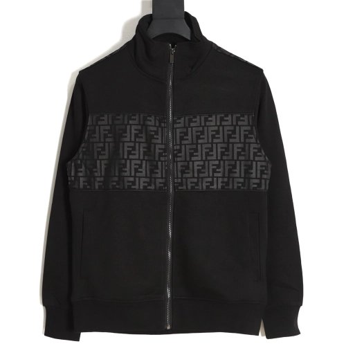 Fendi 23Fw double F presbyopic patchwork zipper jacket,Fendi Jacket,Jacket,APPAREL