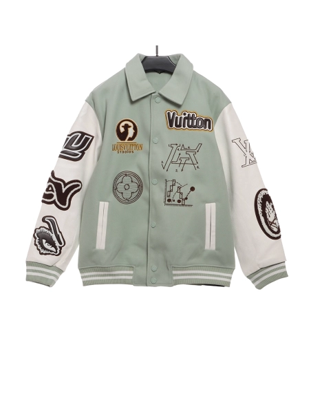 Louis Vuitton devils eye embroidered singlerow baseball jacket,Louis Vuitton Jacket,Jacket,APPAREL