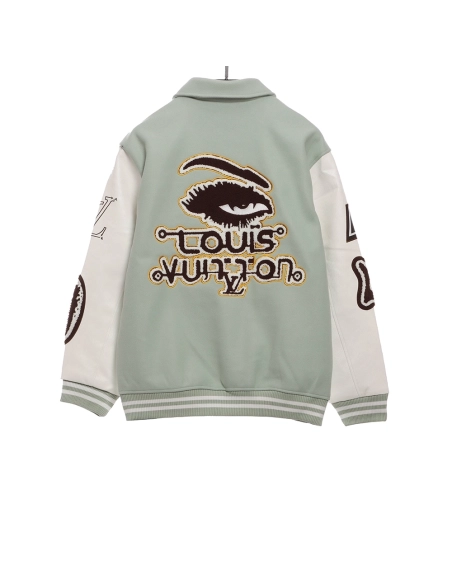 Louis Vuitton devils eye embroidered singlerow baseball jacket,Louis Vuitton Jacket,Jacket,APPAREL