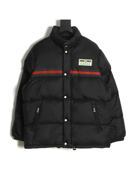 Gucci 22ss red and green webbing down jacket,Gucci Jacket,Jacket,APPAREL