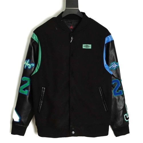 Air Jordan 21Fw cobranded terry embroidered logo baseball jacket,Air Jordan Jacket,Jacket,APPAREL