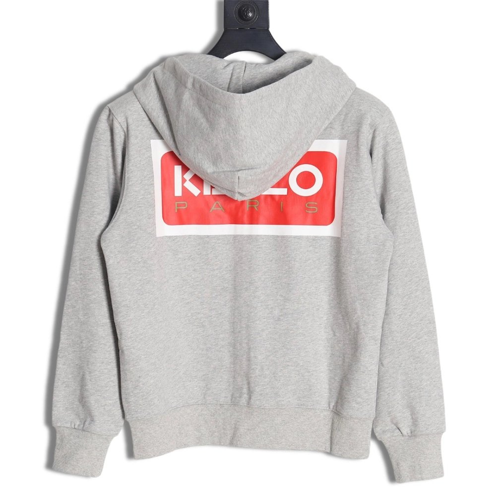 Kenzo square letter logo hooded zipup sweatshirt,Kenzo Hoodie,Hoodie,APPAREL
