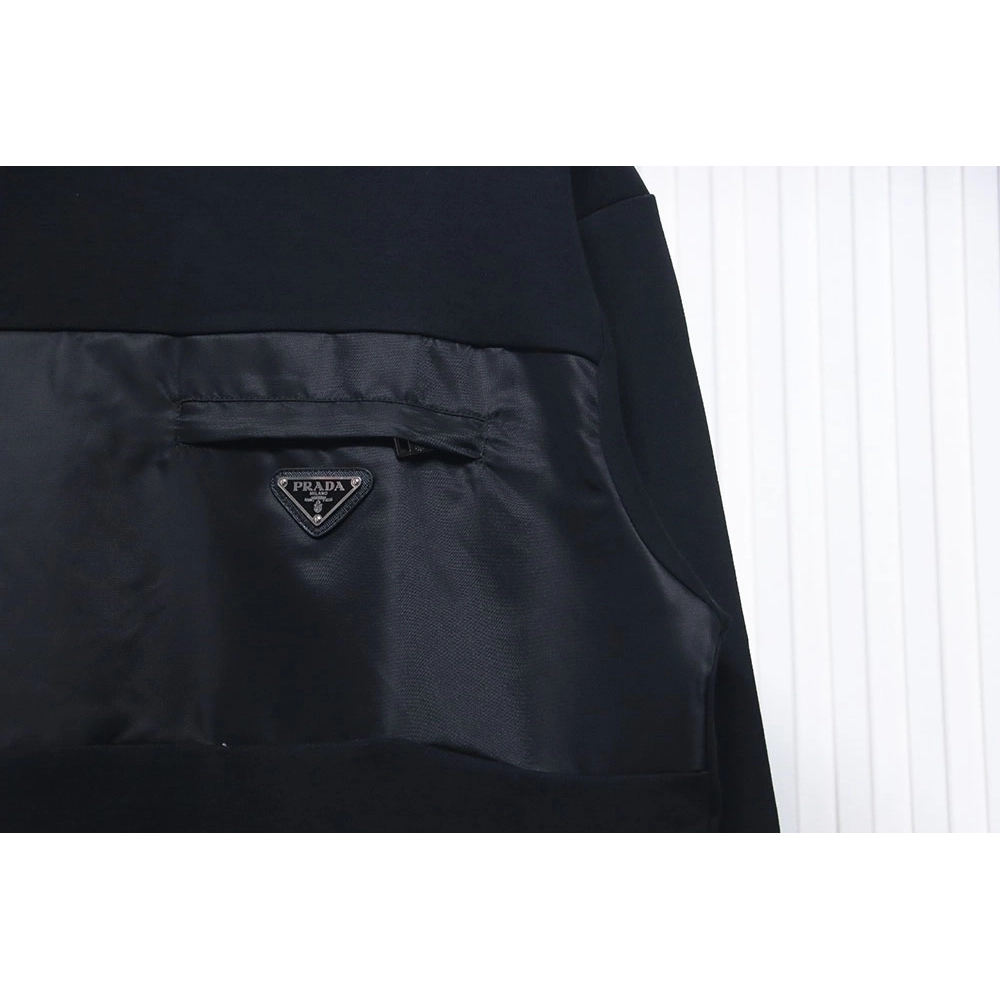 Prada panelled zipup crewneck sweatshirt TSK1,Prada Hoodie,Hoodie,APPAREL