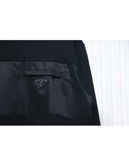 Prada panelled zipup crewneck sweatshirt TSK1,Prada Hoodie,Hoodie,APPAREL