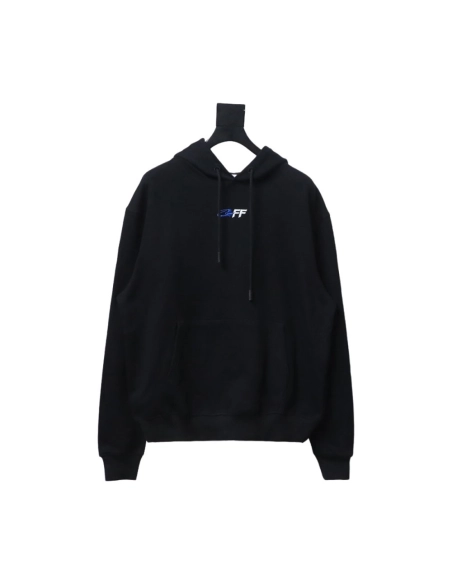 off white blue embroidered hooded sweatshirt letter hoodie,Off White Hoodie,Hoodie,APPAREL