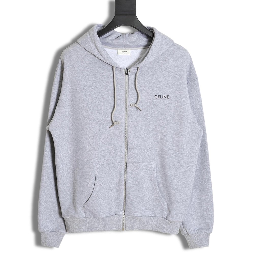 CELINE CE 23SS basic letter zipper hooded sweater,Celine Hoodie,Hoodie,APPAREL