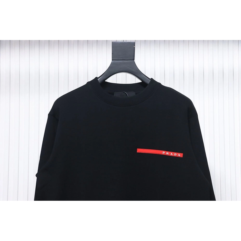 Prada classic red striped crew neck sweatshirt TSK1,Prada Sweatshirt,Sweatshirt,APPAREL
