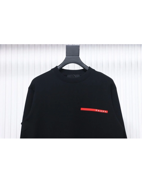 Prada classic red striped crew neck sweatshirt TSK1,Prada Sweatshirt,Sweatshirt,APPAREL