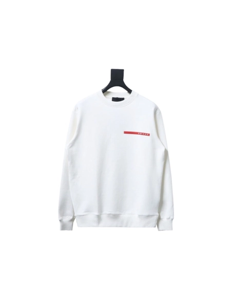 Prada classic red striped crew neck sweatshirt,Prada Sweatshirt,Sweatshirt,APPAREL