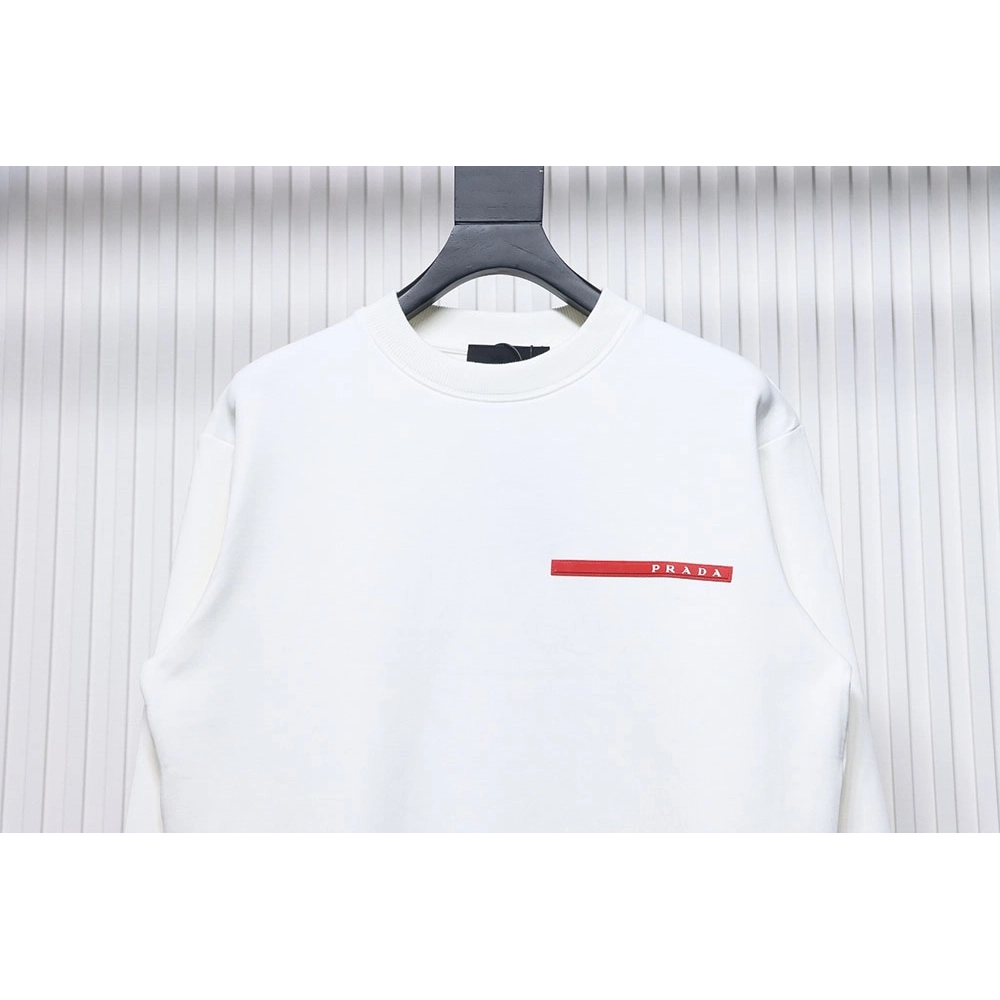 Prada classic red striped crew neck sweatshirt,Prada Sweatshirt,Sweatshirt,APPAREL
