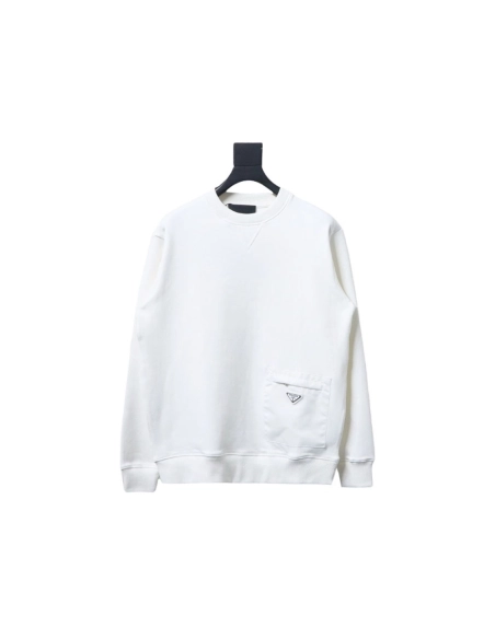 Prada triangle logo pocket crew neck sweatshirt TSK1,Prada Sweatshirt,Sweatshirt,APPAREL