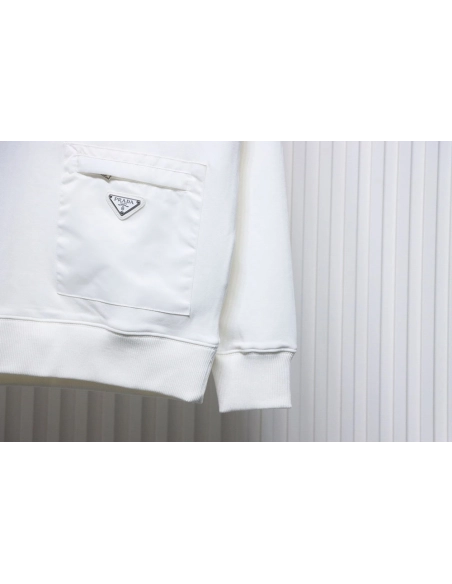 Prada triangle logo pocket crew neck sweatshirt TSK1,Prada Sweatshirt,Sweatshirt,APPAREL