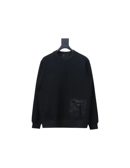 Prada triangle logo pocket crew neck sweatshirt,Prada Sweatshirt,Sweatshirt,APPAREL