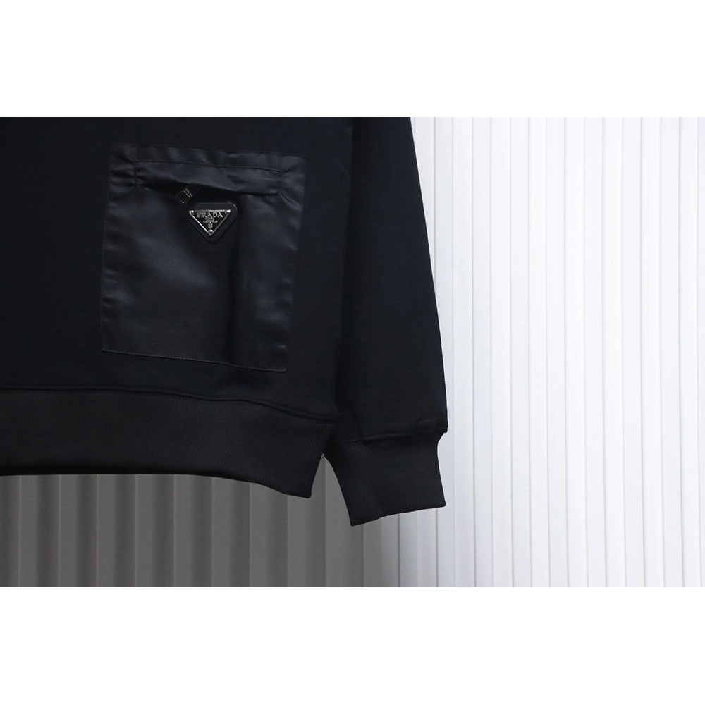 Prada triangle logo pocket crew neck sweatshirt,Prada Sweatshirt,Sweatshirt,APPAREL