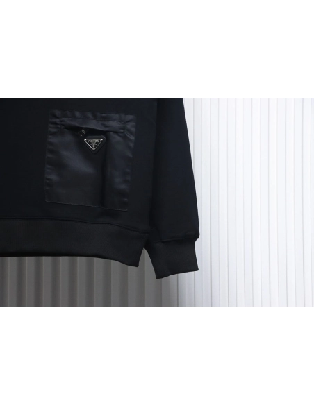 Prada triangle logo pocket crew neck sweatshirt,Prada Sweatshirt,Sweatshirt,APPAREL