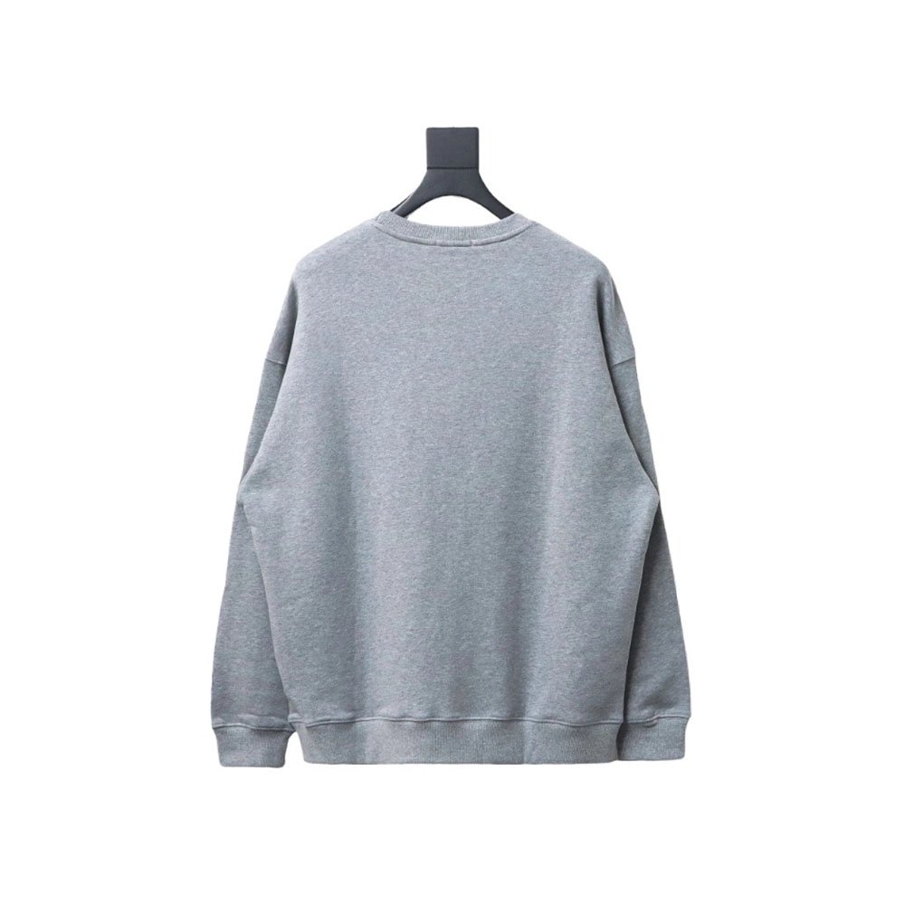 Prada round neck sweatshirt with triangle logo on the neckline,Prada Sweatshirt,Sweatshirt,APPAREL