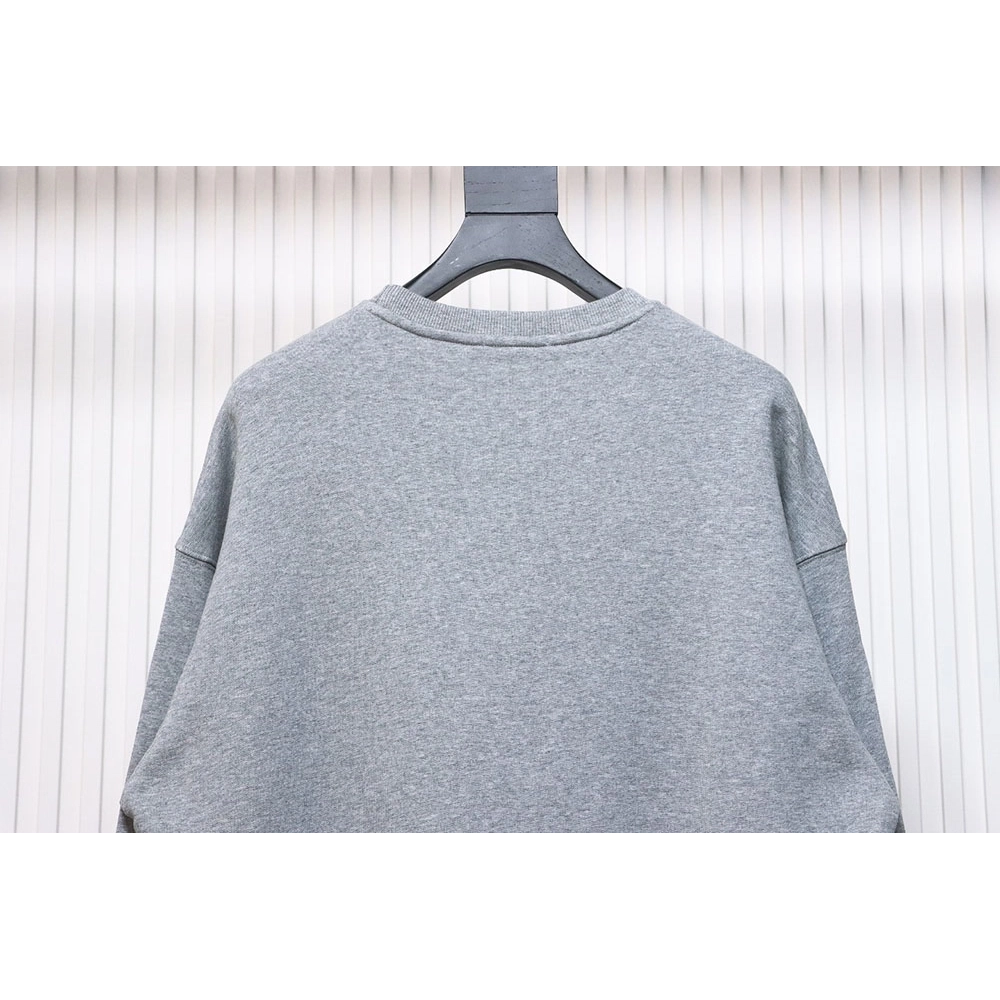 Prada round neck sweatshirt with triangle logo on the neckline,Prada Sweatshirt,Sweatshirt,APPAREL