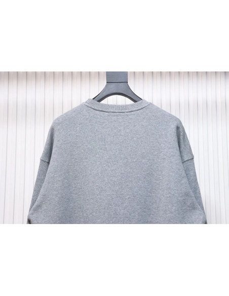 Prada round neck sweatshirt with triangle logo on the neckline,Prada Sweatshirt,Sweatshirt,APPAREL