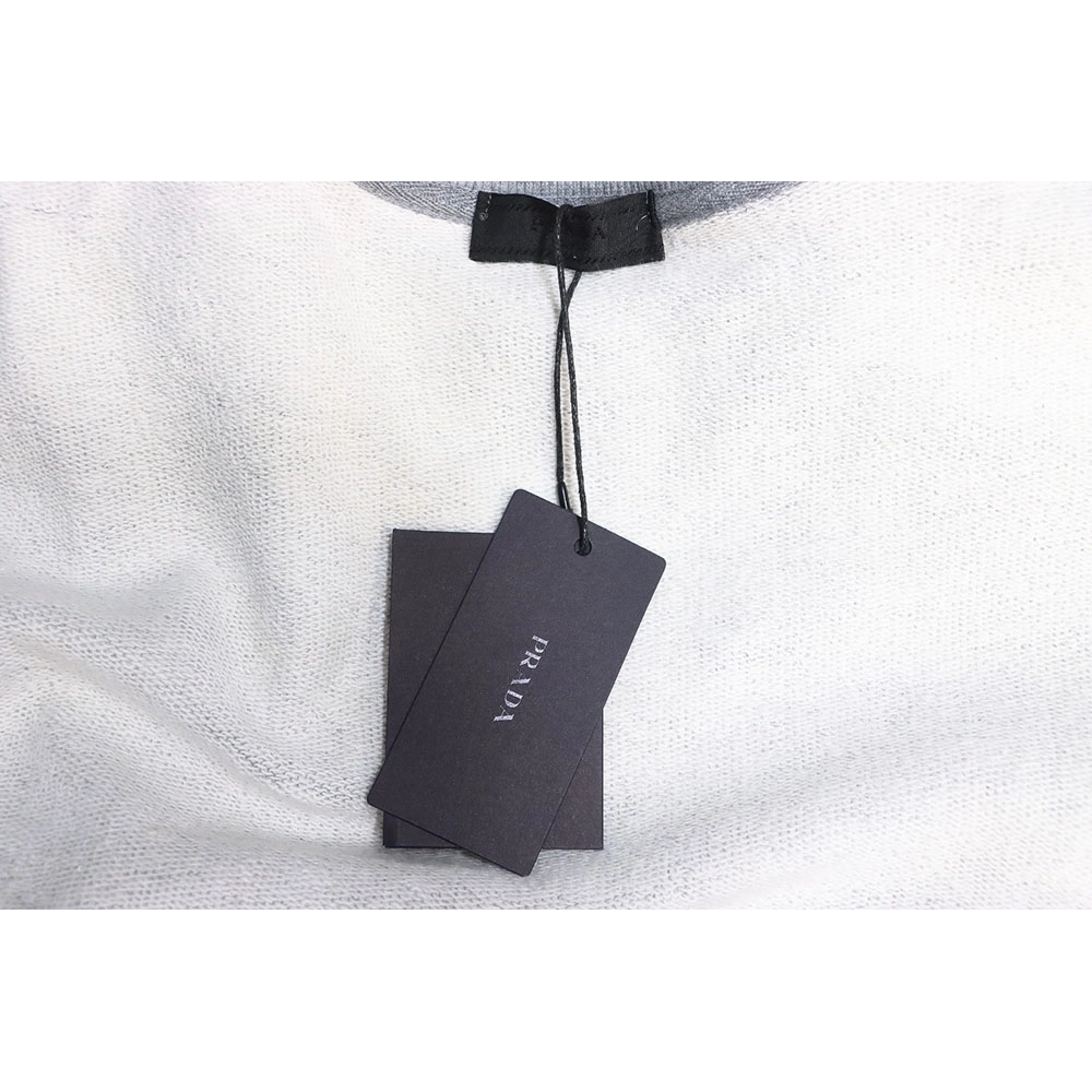 Prada round neck sweatshirt with triangle logo on the neckline,Prada Sweatshirt,Sweatshirt,APPAREL