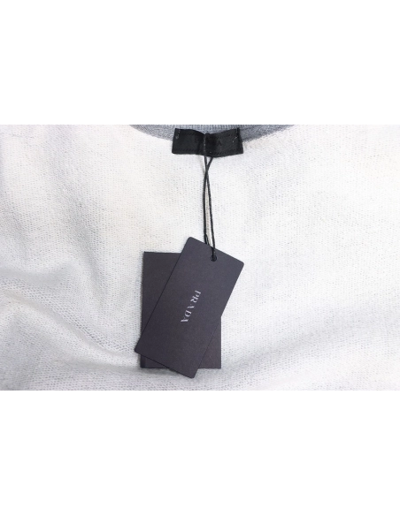 Prada round neck sweatshirt with triangle logo on the neckline,Prada Sweatshirt,Sweatshirt,APPAREL