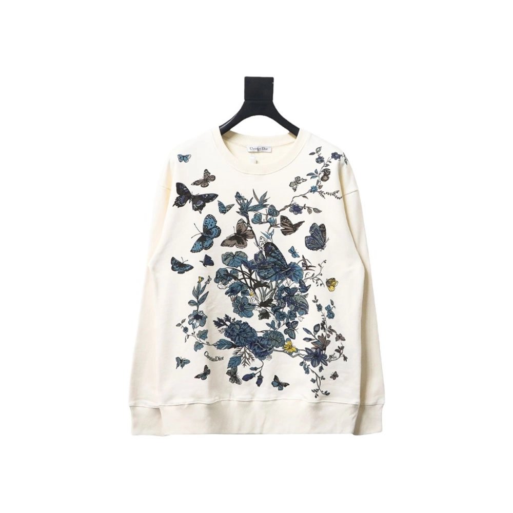 Dior floral butterfly crewneck sweatshirt,Dior Sweatshirt,Sweatshirt,APPAREL
