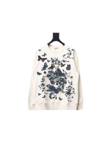 Dior floral butterfly crewneck sweatshirt,Dior Sweatshirt,Sweatshirt,APPAREL