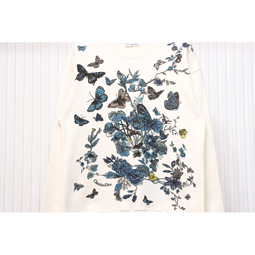 Dior floral butterfly crewneck sweatshirt,Dior Sweatshirt,Sweatshirt,APPAREL