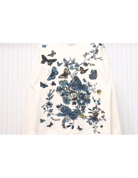 Dior floral butterfly crewneck sweatshirt,Dior Sweatshirt,Sweatshirt,APPAREL