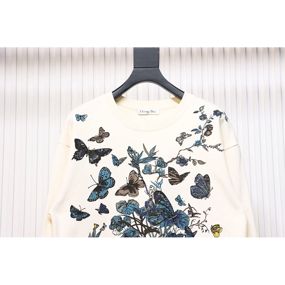 Dior floral butterfly crewneck sweatshirt,Dior Sweatshirt,Sweatshirt,APPAREL