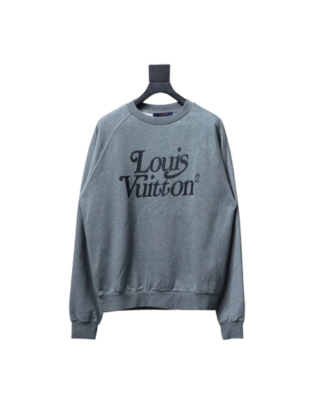Louis Vuitton Nigo Grey Raglan Sleeve Crewneck Sweatshirt,Louis Vuitton Sweatshirt,Sweatshirt,APPAREL