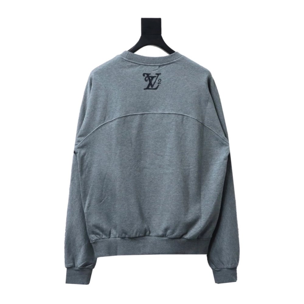 Louis Vuitton Nigo Grey Raglan Sleeve Crewneck Sweatshirt,Louis Vuitton Sweatshirt,Sweatshirt,APPAREL