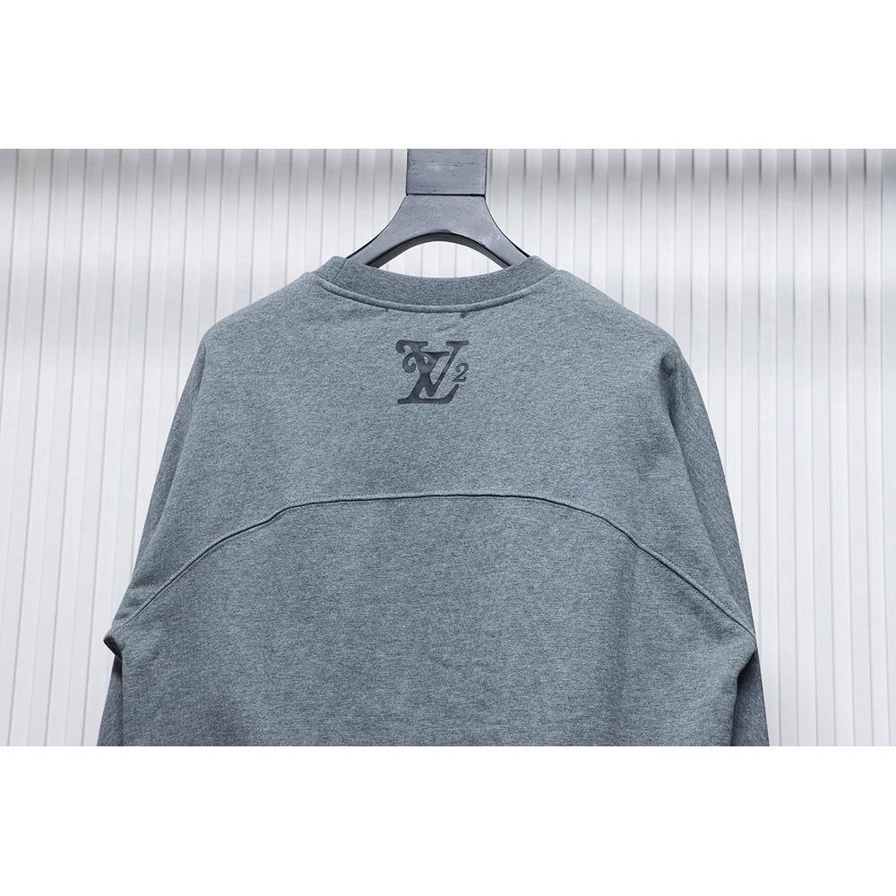 Louis Vuitton Nigo Grey Raglan Sleeve Crewneck Sweatshirt,Louis Vuitton Sweatshirt,Sweatshirt,APPAREL