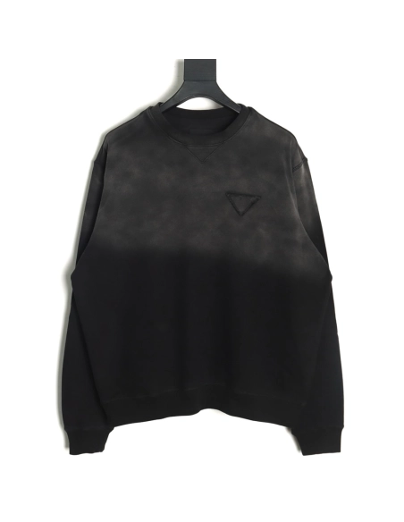 Prada gradient washed triangle logo round neck sweatshirt,Prada Sweatshirt,Sweatshirt,APPAREL