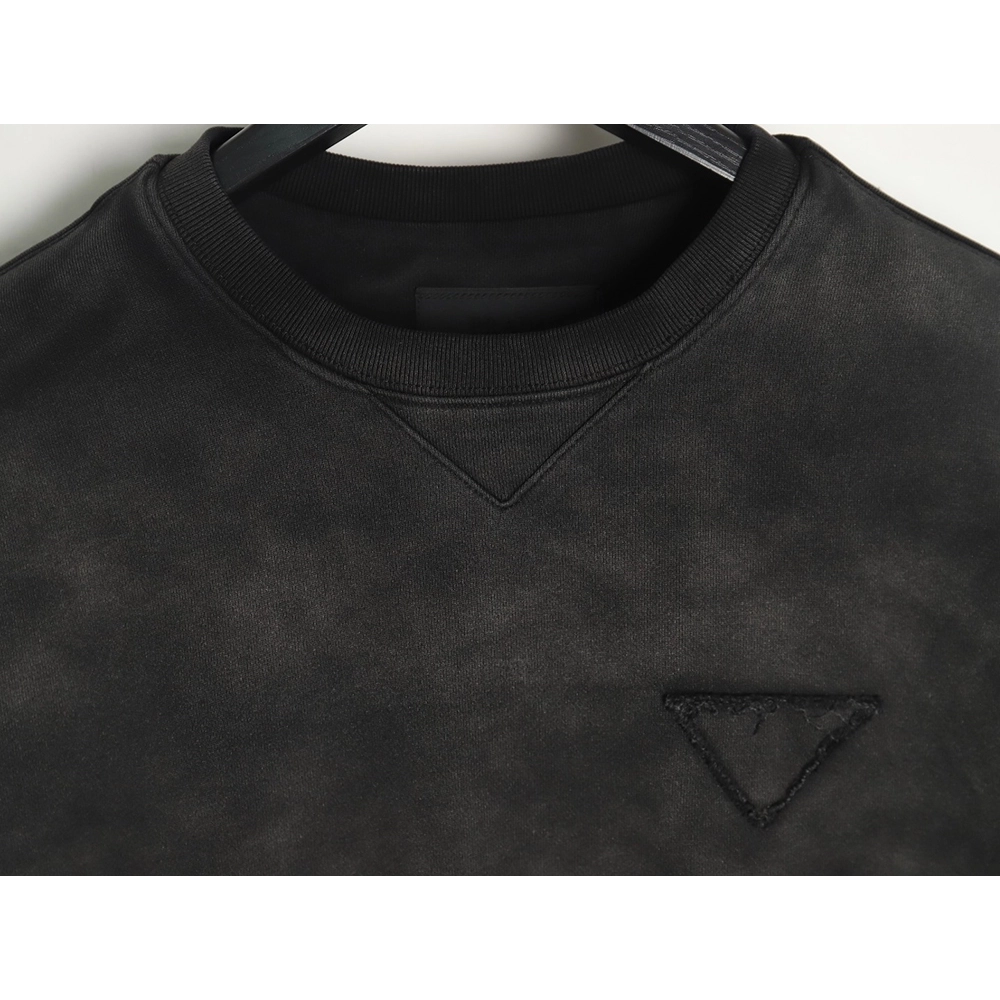 Prada gradient washed triangle logo round neck sweatshirt,Prada Sweatshirt,Sweatshirt,APPAREL
