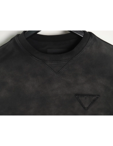 Prada gradient washed triangle logo round neck sweatshirt,Prada Sweatshirt,Sweatshirt,APPAREL