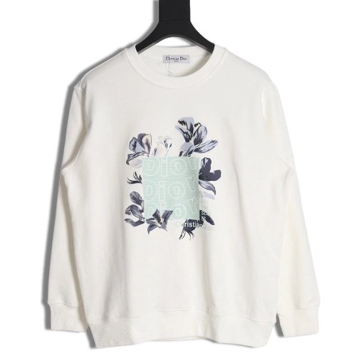 Dior floral print crew neck sweatshirt,Dior Sweatshirt,Sweatshirt,APPAREL